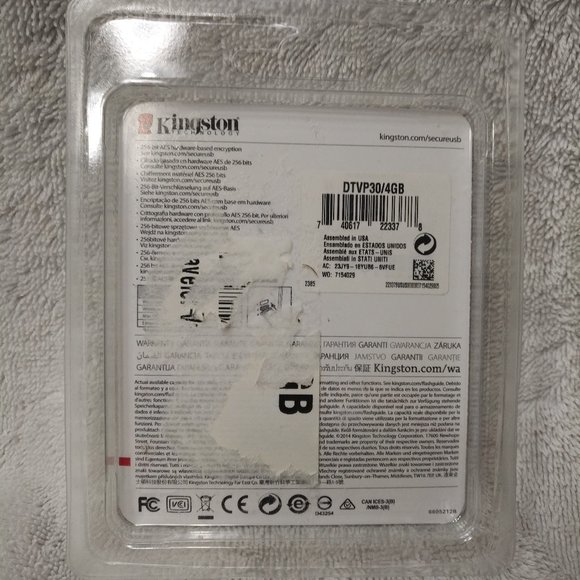 Kingston 4GB Data Traveler AES Encrypted Vault Privacy 3.0 Flash Drive - Picture 2 of 2